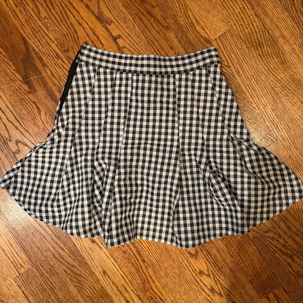 Free People Size 2 Black Checkered Skirt